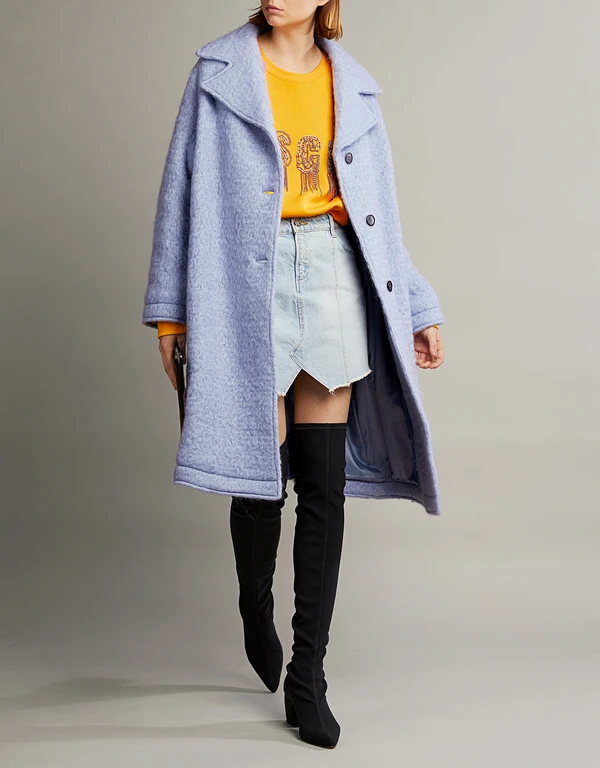Oversized Wool-blend Knee Length Coat