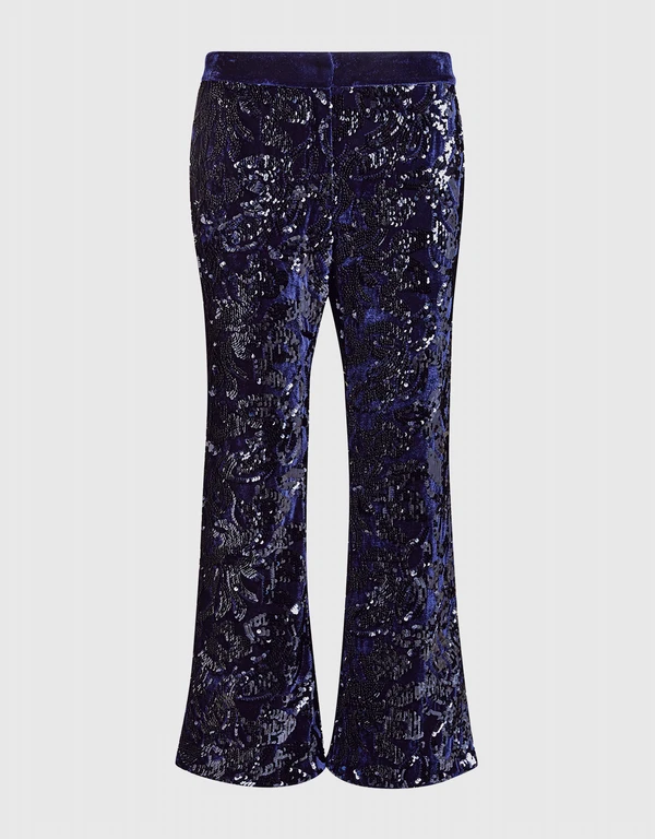 Alexis Pace Sequin Flare Cropped Pants