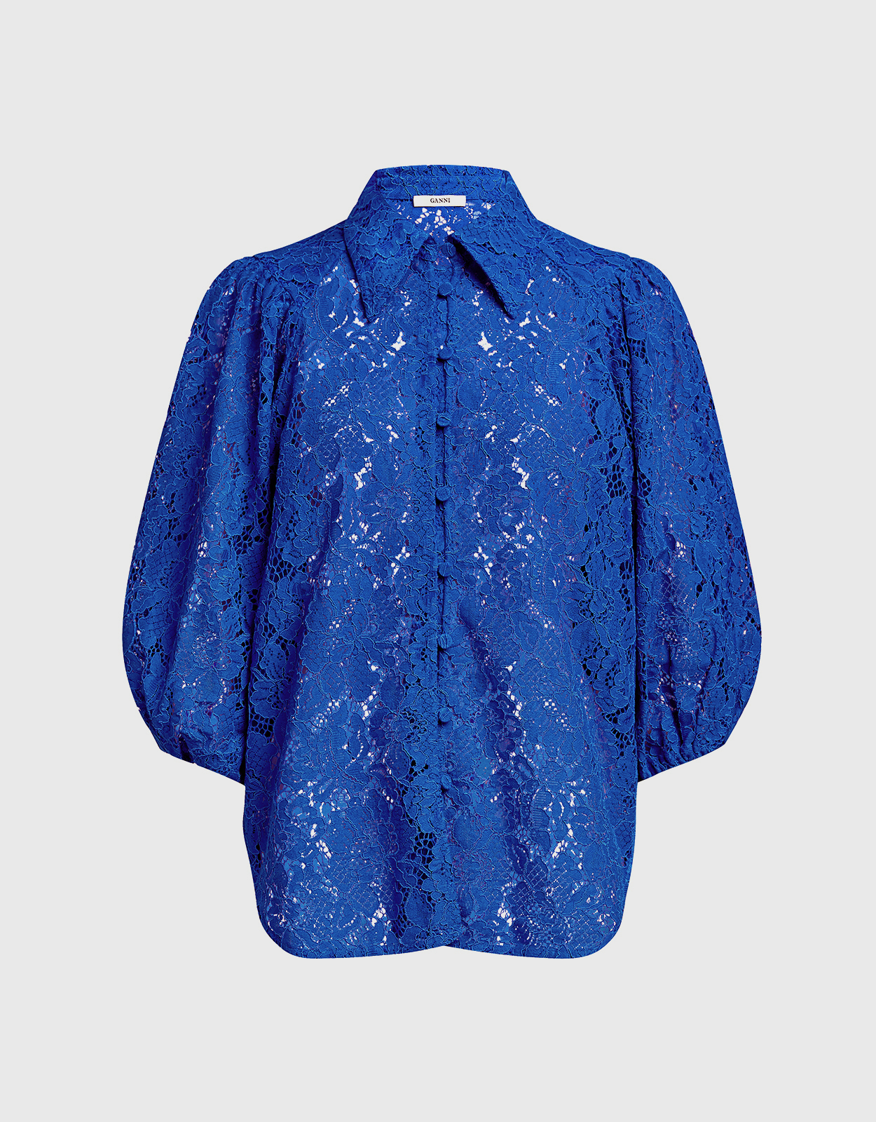 Ganni Everdale Sheer Floral Lace Shirt 