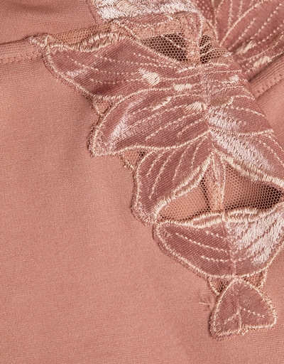 Velvet Lily Embroidery V-neck Bodysuit