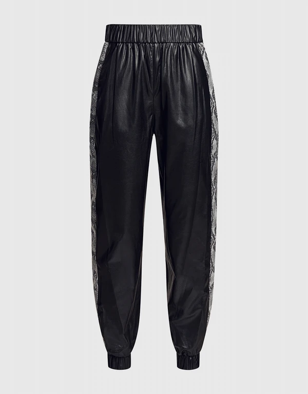 MSGM Snake Trim Patchwork Faux Leather Track Pants