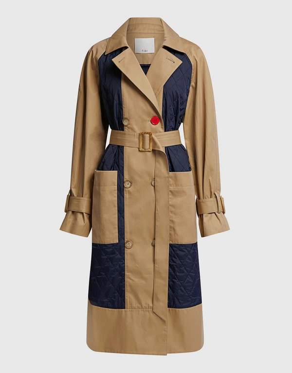 Tibi Finn Twill Quilted Trench Coat