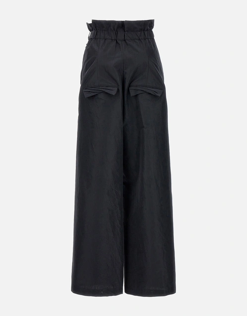 Issey Miyake Enfold Cotton Blend Wide Leg Straight Leg Pants  
