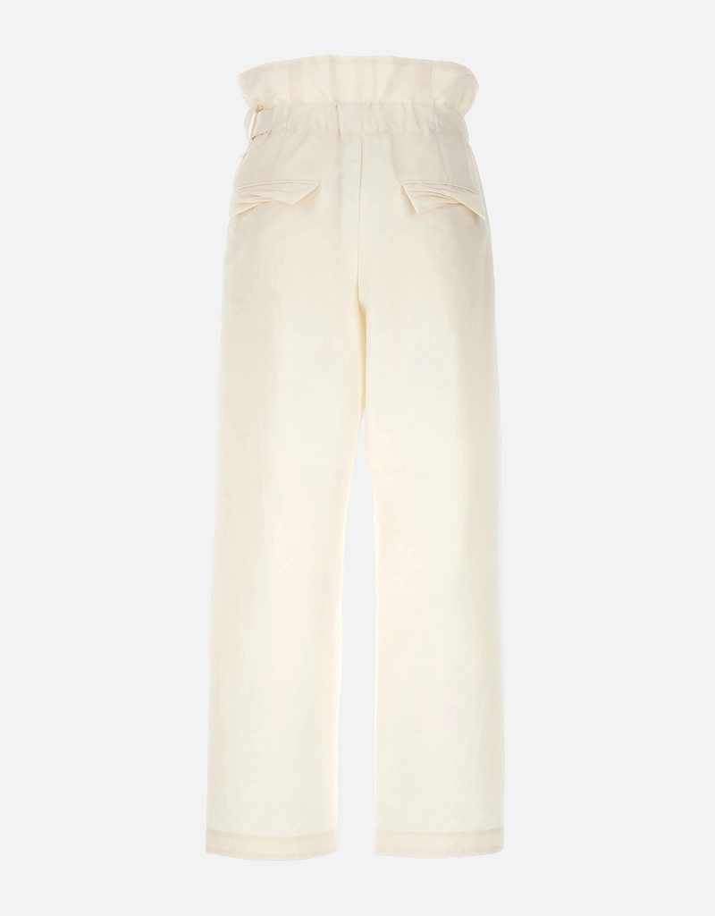 Issey Miyake Enfold Cotton Blend Wide Leg Straight Leg Pants