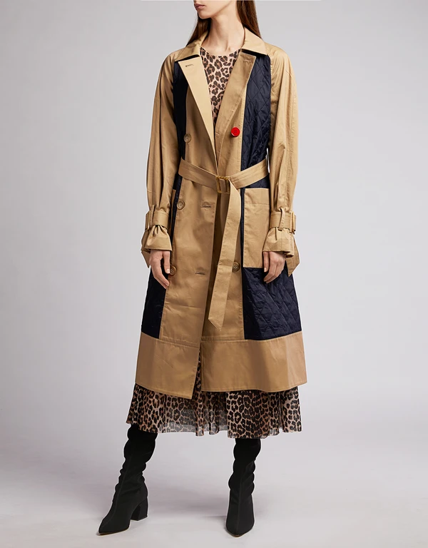 Tibi Finn Twill Quilted Trench Coat