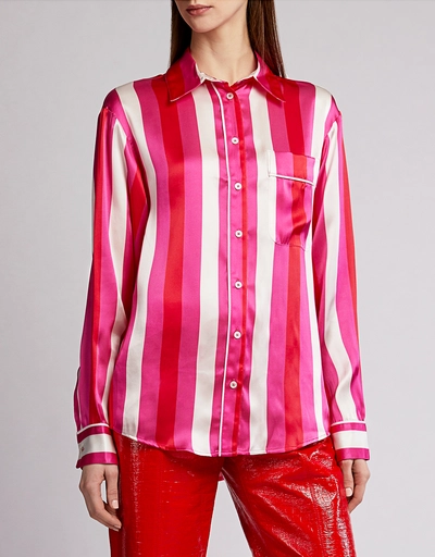 Hand in My Hand Silk Satin Striped Blouse