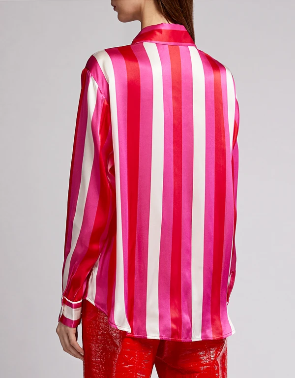 Maggie Marilyn Hand in My Hand Silk Satin Striped Blouse