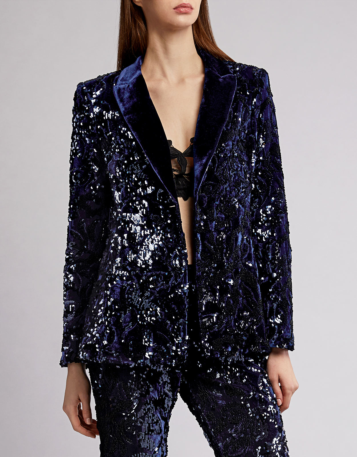 blue sequin blazer