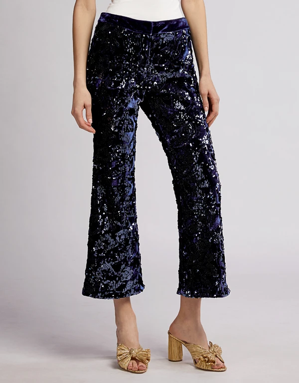 Alexis Pace Sequin Flare Cropped Pants