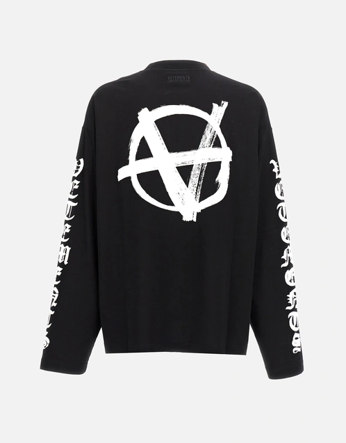 Vetements Unisex Double Anarchy Cotton Contrast Print T-Shirt 