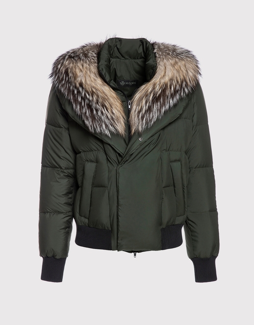 short puffer coat with fur hood