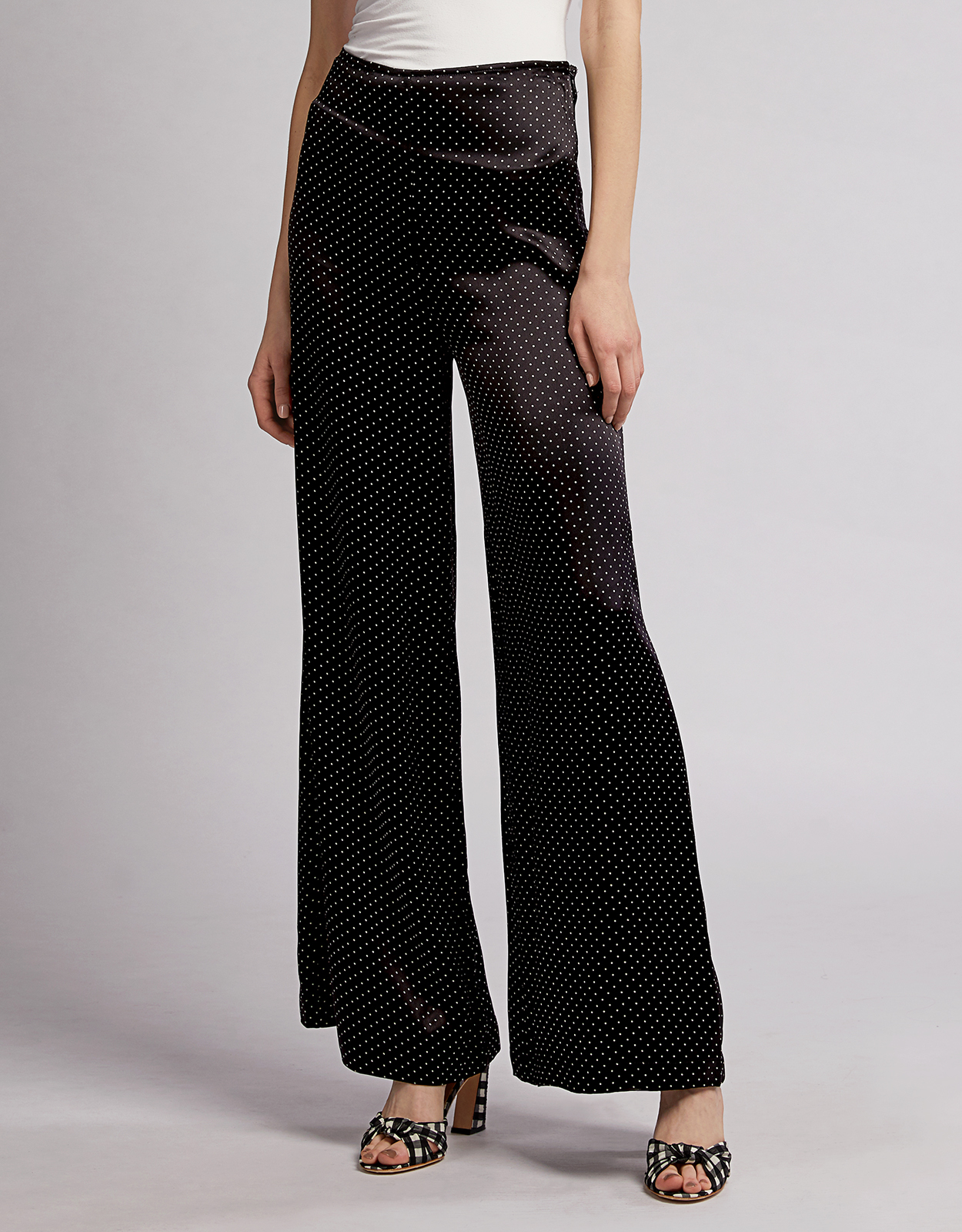 Ganni Cameron Dotted Satin Wide-leg 
