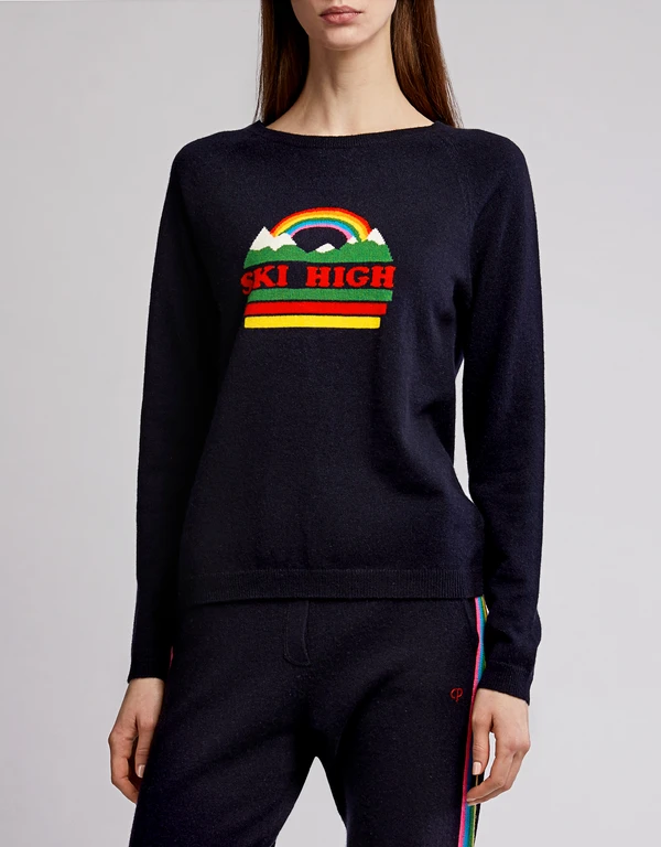 Chinti & Parker Ski High Rainbow Cashmere-blend Sweater