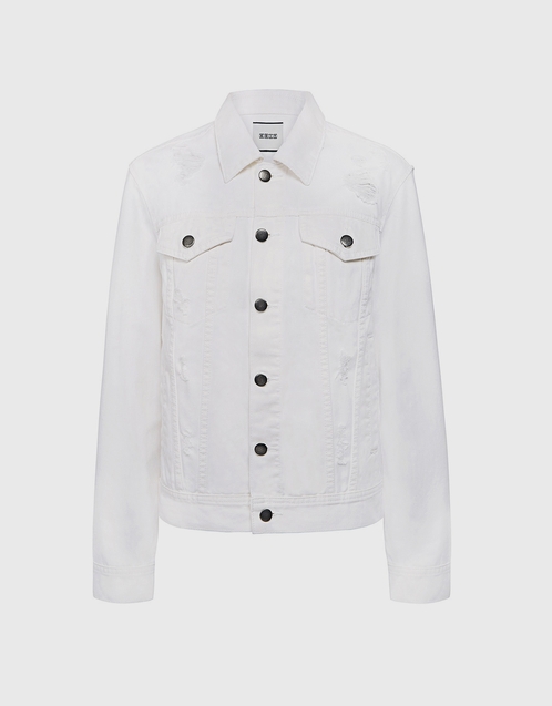 distressed white denim jacket