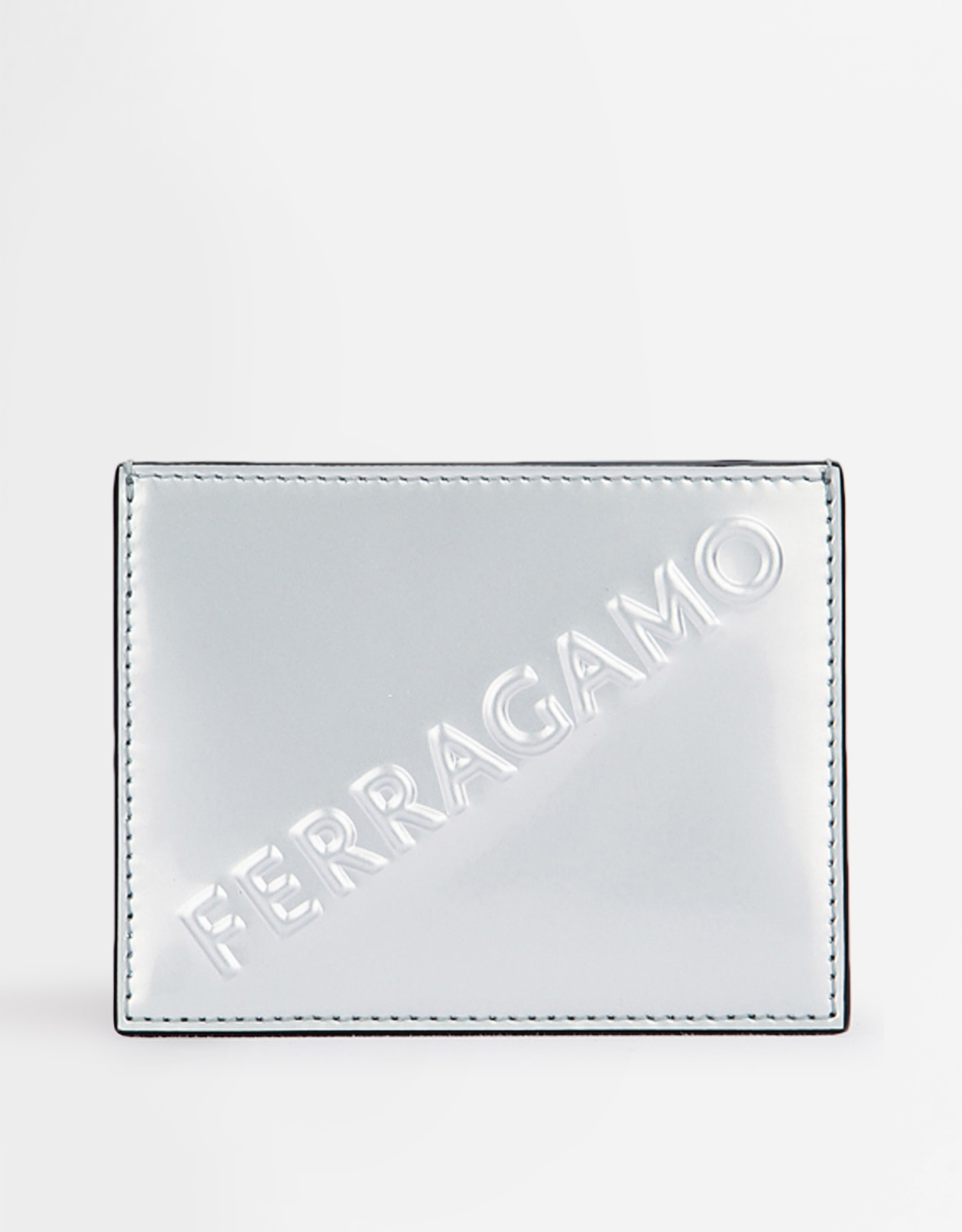 Salvatore Ferragamo シルバーケース Salvatore Ferragamo Men's Logo Embossed Calf Leather Cardholder