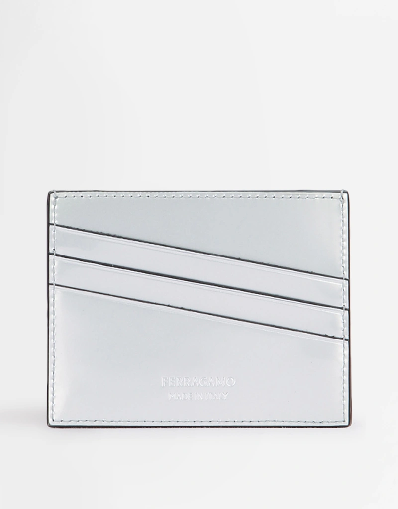 Salvatore Ferragamo シルバーケース Salvatore Ferragamo Men's Logo Embossed Calf Leather Cardholder