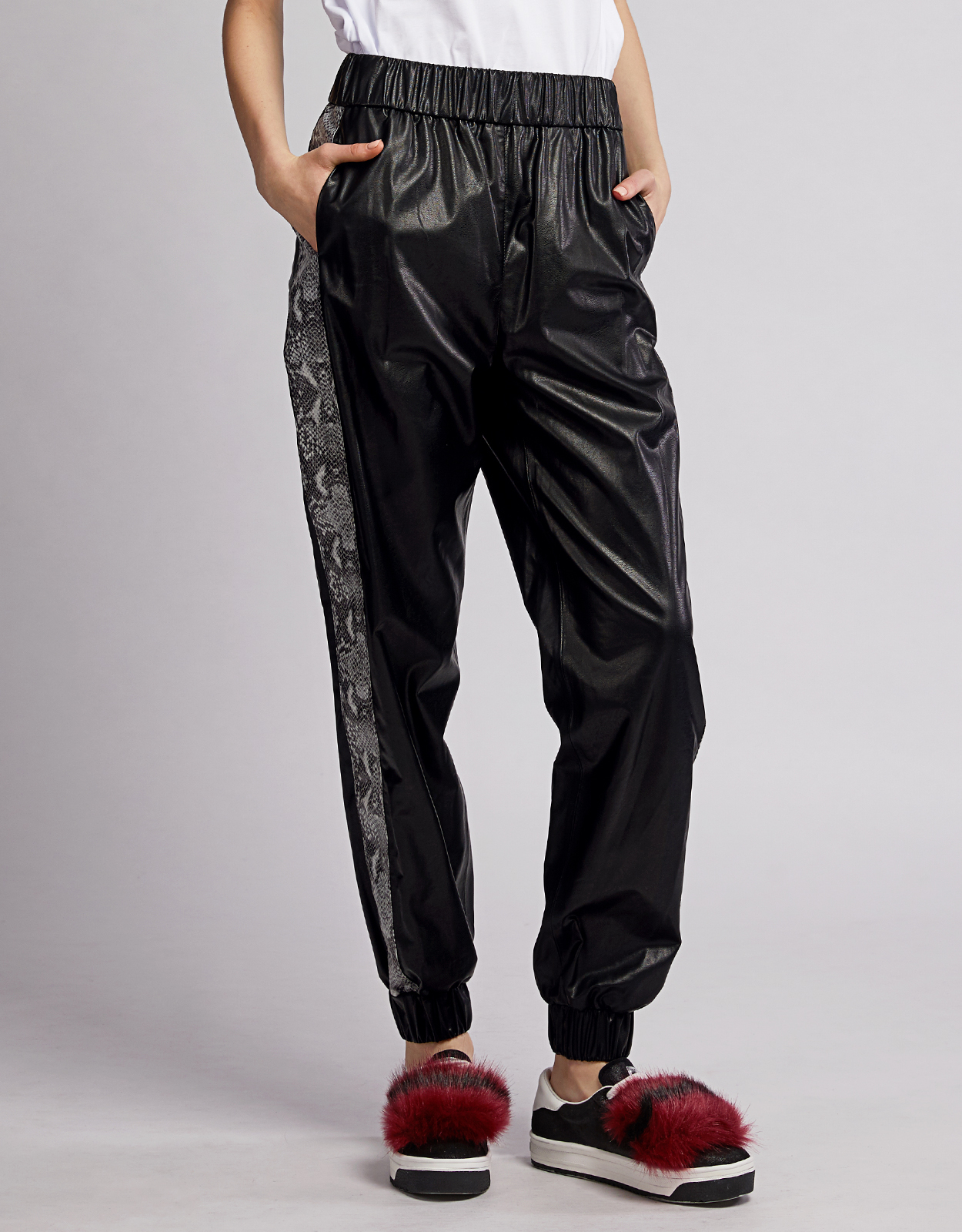 MSGM Snake Trim Patchwork Faux Leather 