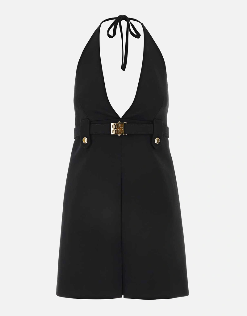 Miu Miu Stretch Wool Tie-Fastened Mini Dress () IFCHIC.COM