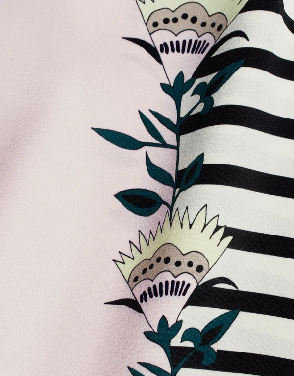 Markus Lupfer Blooming Flower Stripe Silk Cami