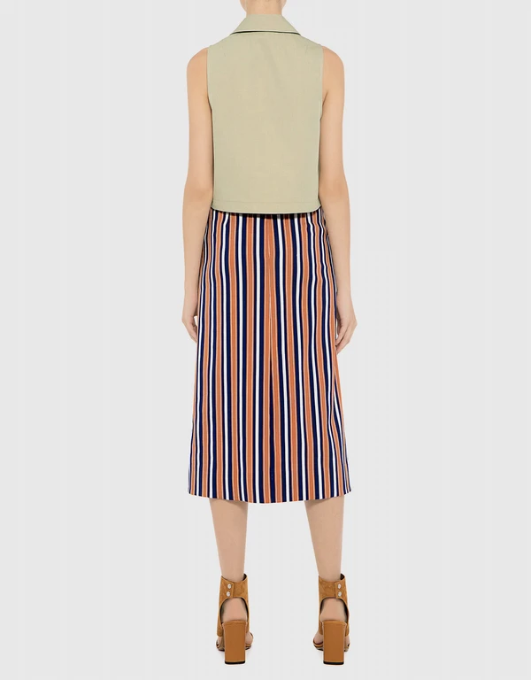 Tanya Taylor Sahara Stripe Ines Midi Skirt