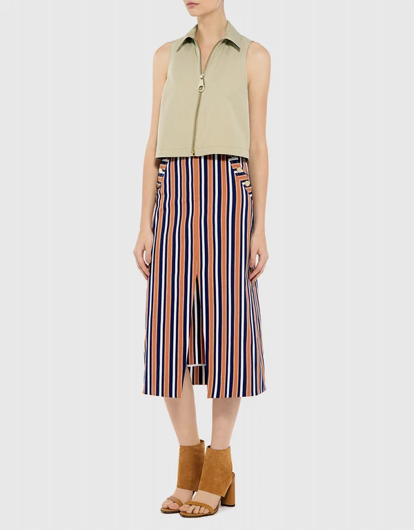 Tanya Taylor Sahara Stripe Ines Midi Skirt