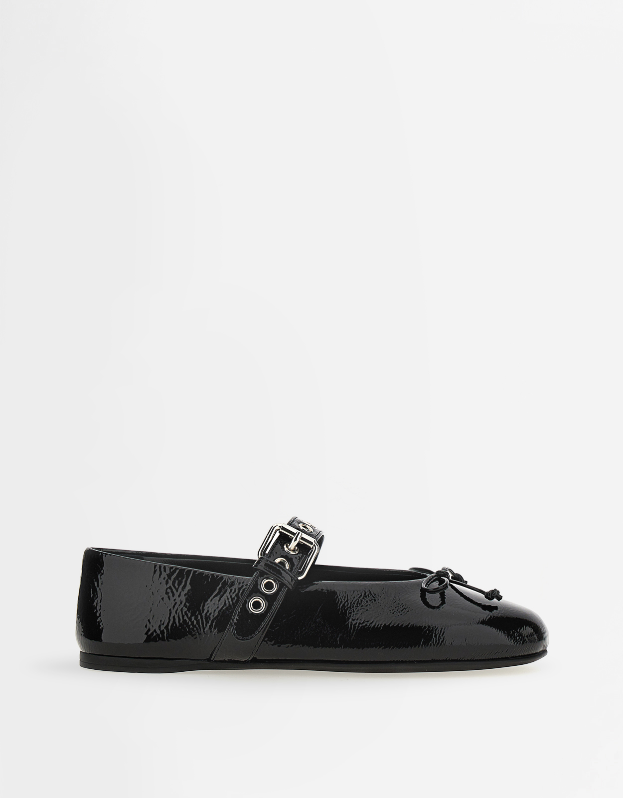 Miu Miu Calfskin Leather Bow Buckle Ballerina Flats - EU 35.5　ミュウミュウ カーフスキン レザー ボウ バックル バレリーナ フラット - EU 35.5 Miu