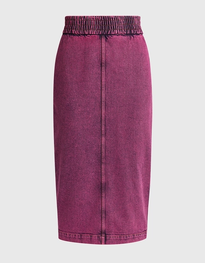 Vintage Washed Denim Pencil Skirt