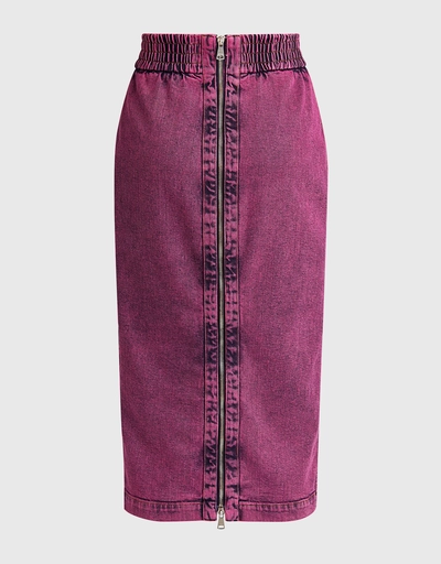 Vintage Washed Denim Pencil Skirt