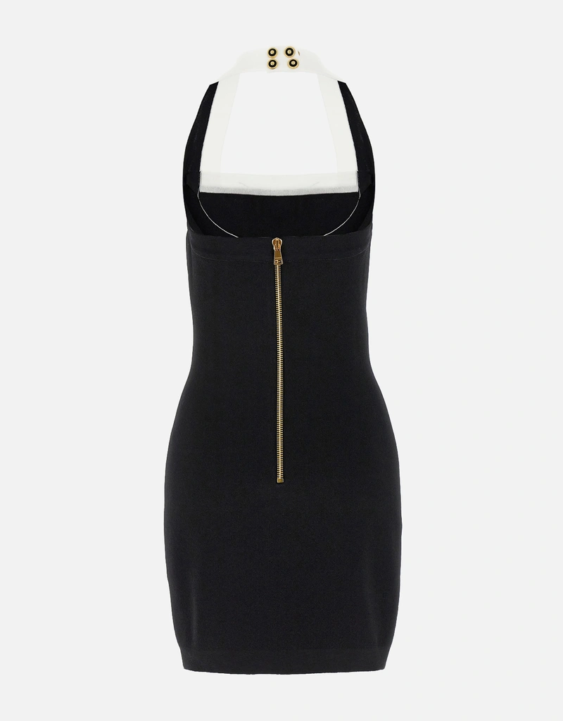 a line dress halter Pinstripe Halterneck Structured A-Line Mini Dress in Mauve - 2 main image 0