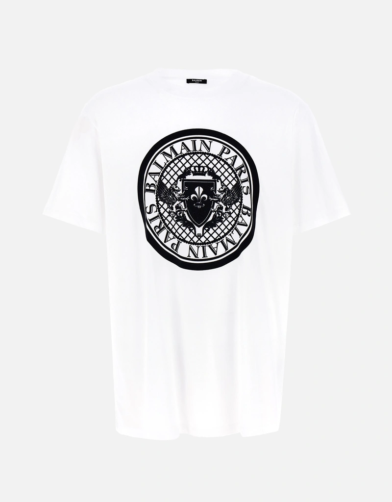 Balmain Men's Logo Embossed Velvet T-Shirt () IFCHIC.COM