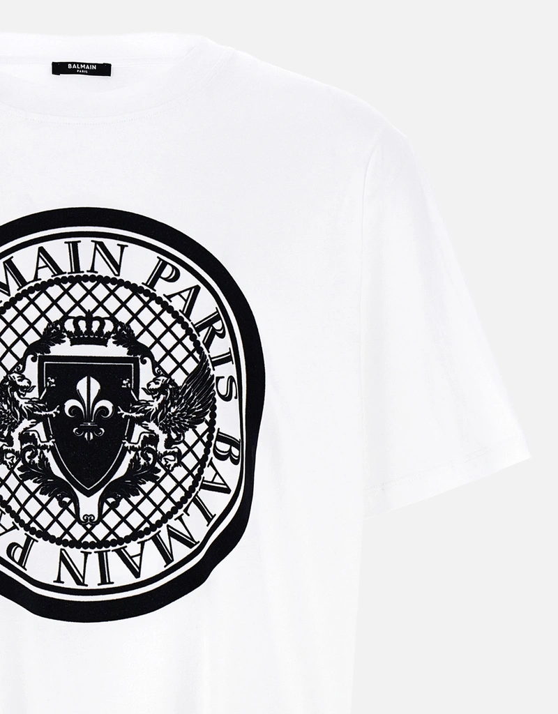 Balmain Men's Logo Embossed Velvet T-Shirt () IFCHIC.COM