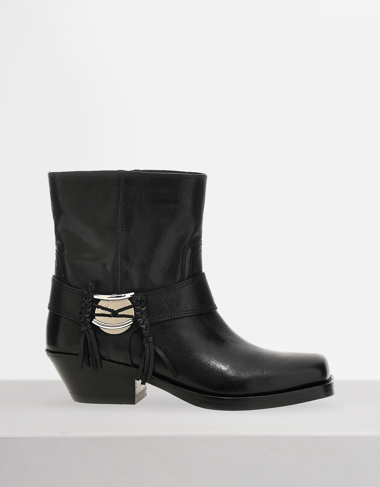 Isabel Marant Akson Gaucho Cow Leather Low-Heeled Ankle Boots
