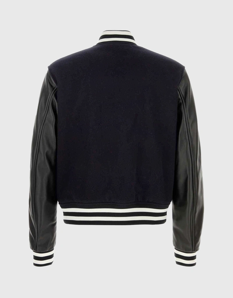 Gucci Men's Leather Varsity Bomber Jacket () IFCHIC.COM