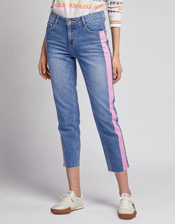 SJYP Color Painted Trim Straight-leg Jeans