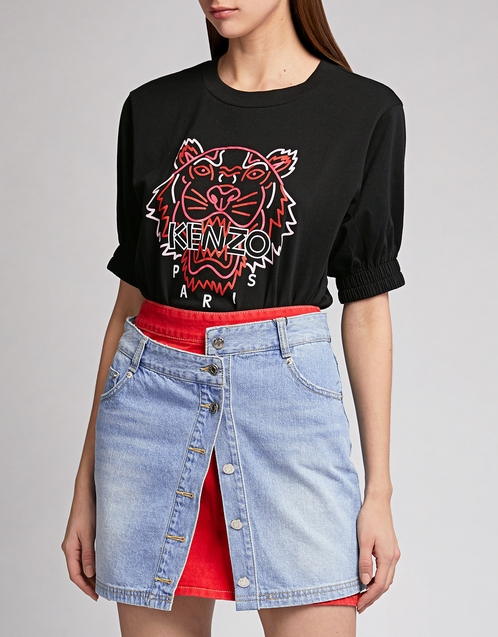 SJYP Color Layered Denim Mini SKirt 