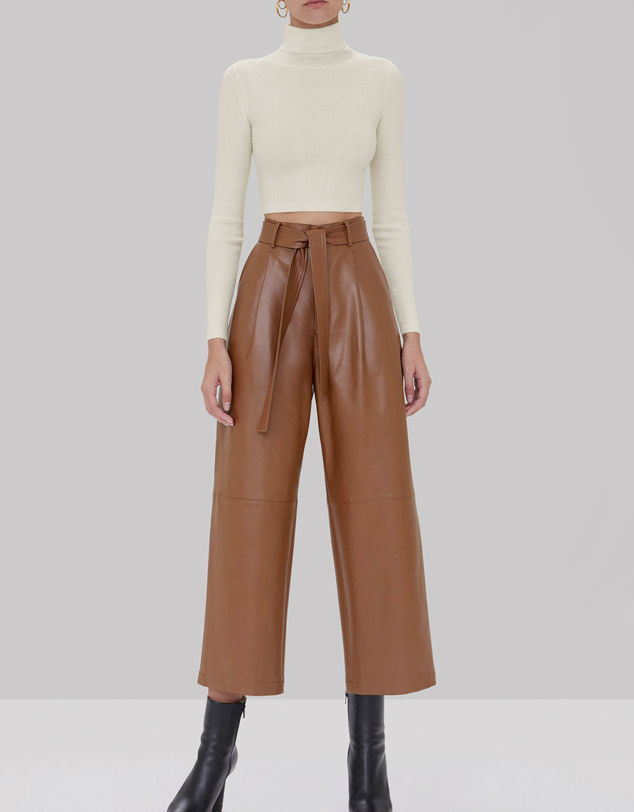 Alexis Roy Vegan Leather Wide-leg Pants 