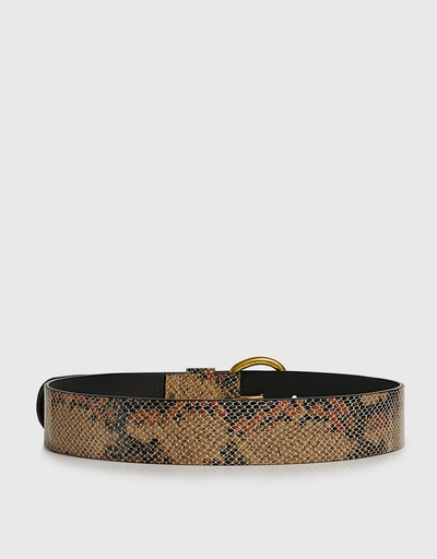 Cowhide Estate Snake-print Thin Belt