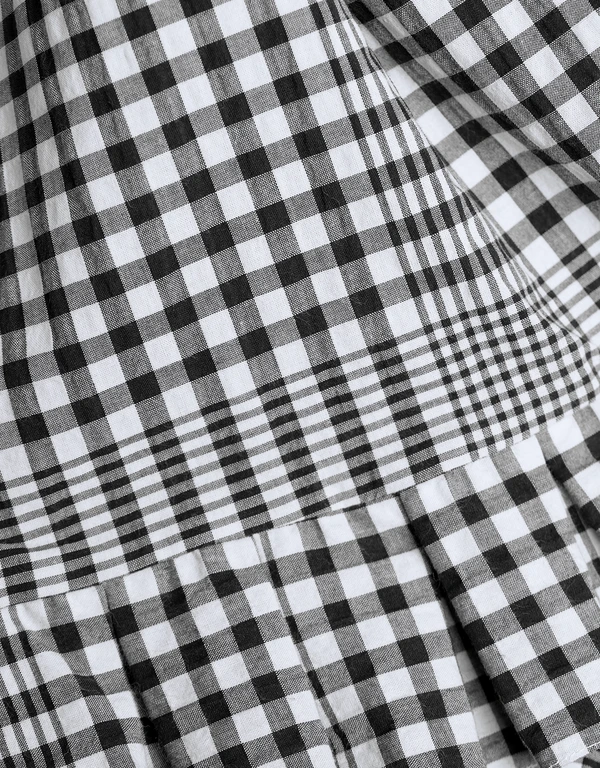 TEIJA Clarendon Plaid Asymmetric Ruffled Midi Skirt
