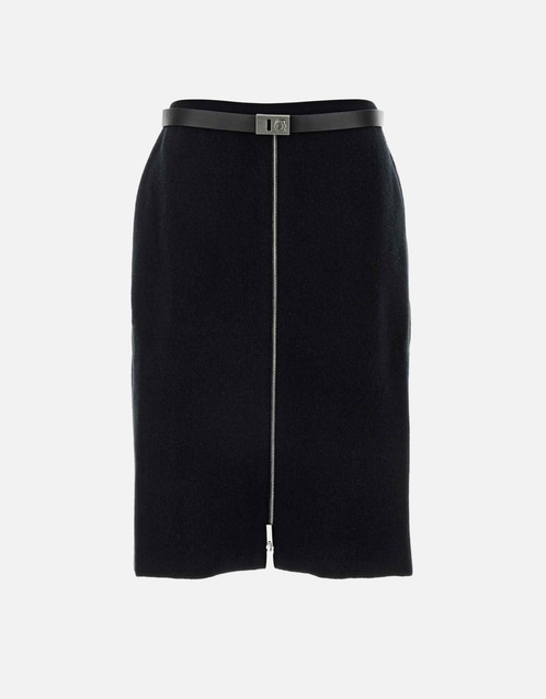 Salvatore Ferragamo Women Black Stretch Wool Blend Skirt main image 1