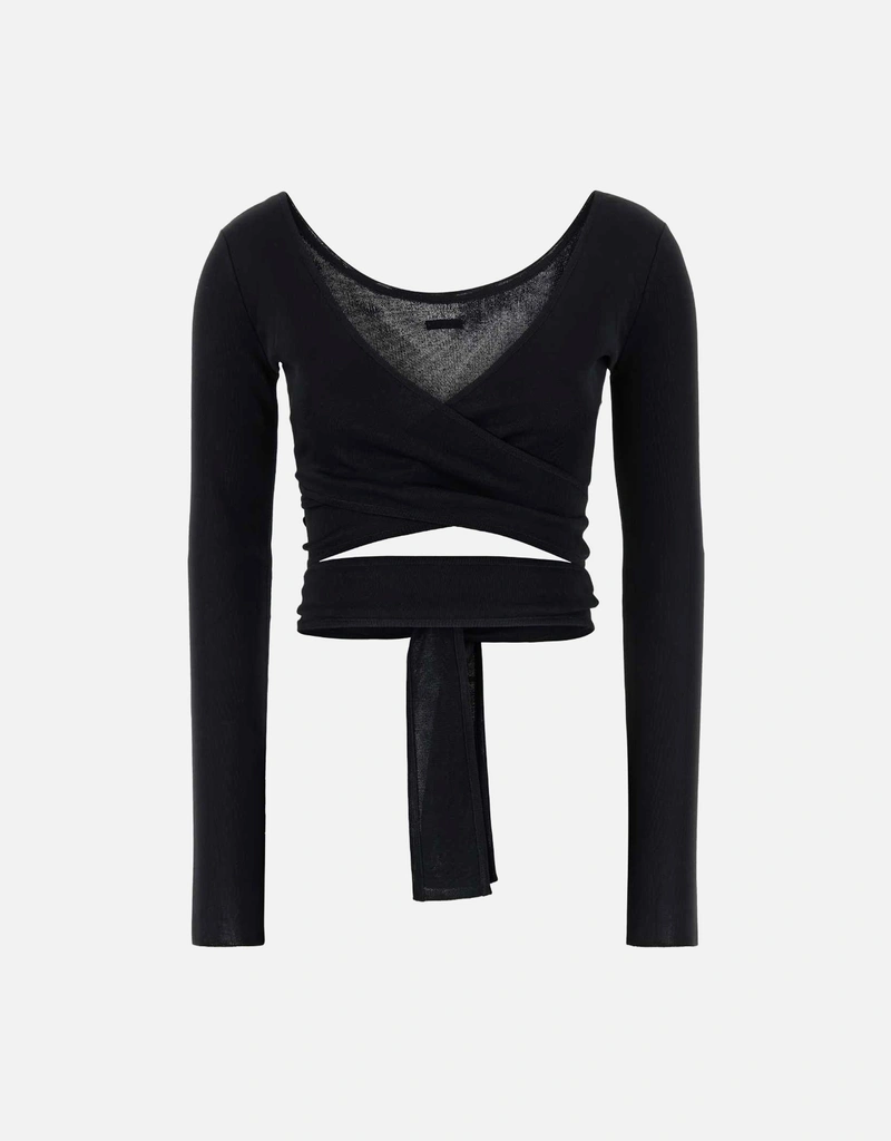 Salvatore Ferragamo Wrap Long Sleeve Top () IFCHIC.COM