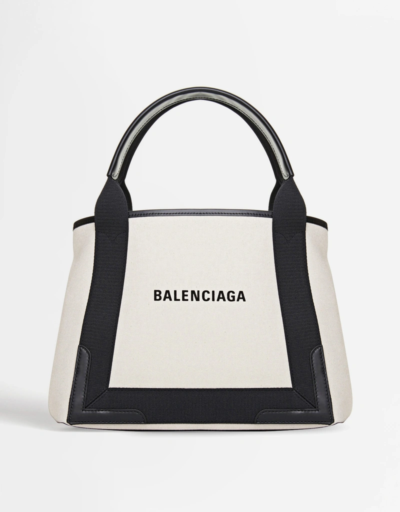 Balenciaga Navy Cabas Small Canvas Handbag () IFCHIC.COM