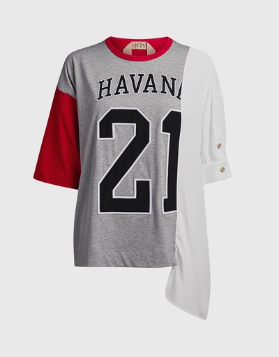 Havana 拼接加大寬鬆不對稱T恤