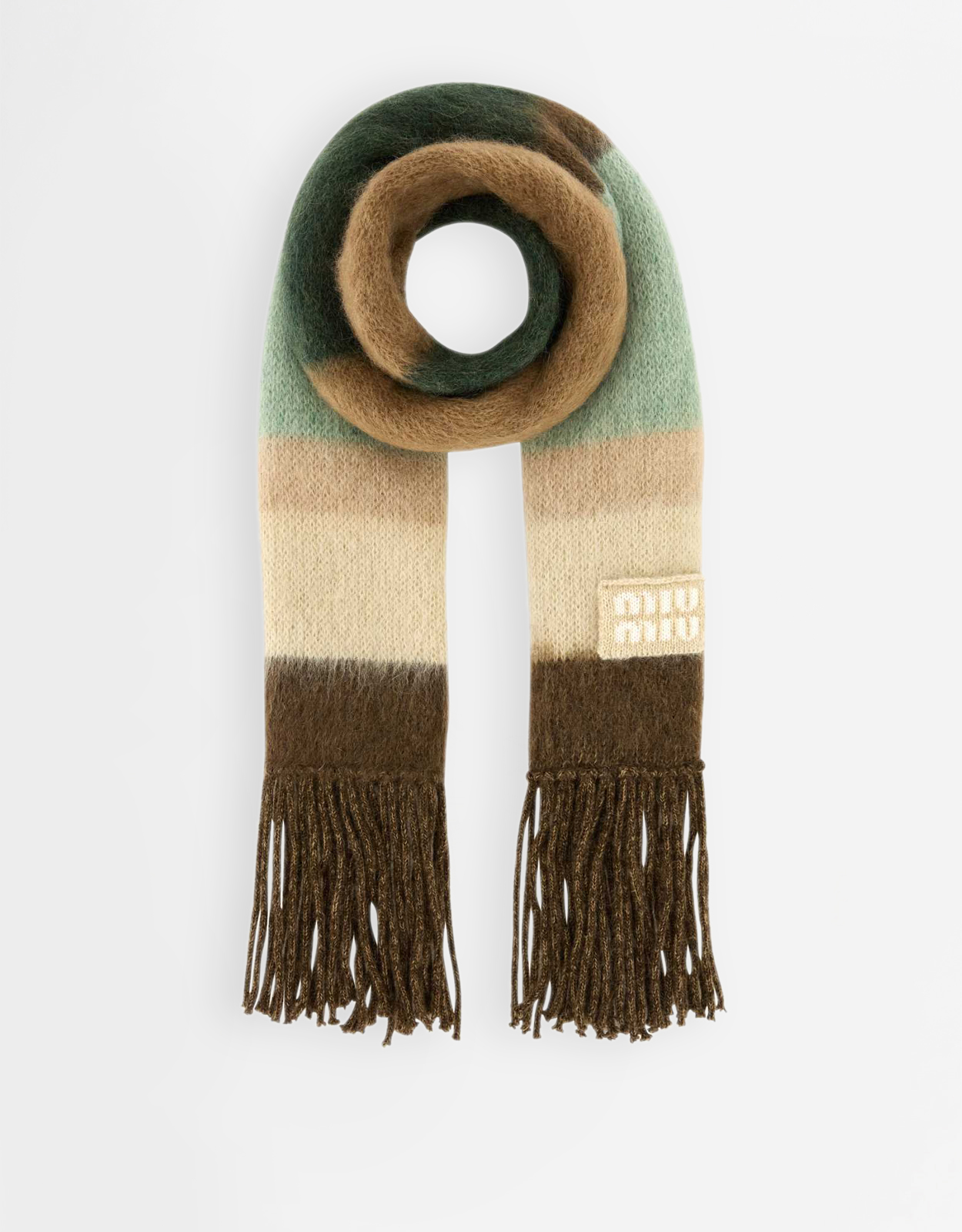Miu Miu Colour-Block Mohair Fringed Scarf () IFCHIC.COM