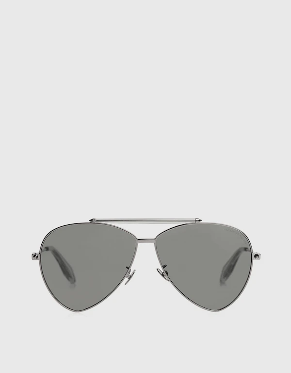 Alexander McQueen Metal Mirrored Aviator Sunglasses