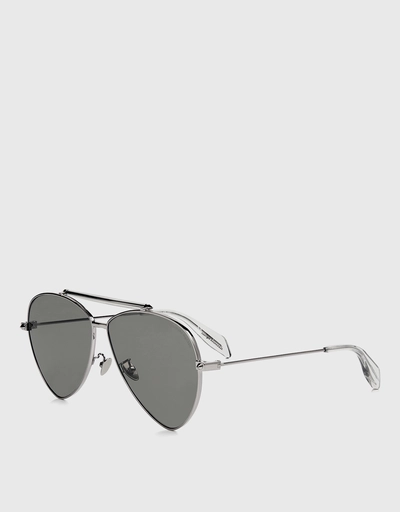 Metal Mirrored Aviator Sunglasses