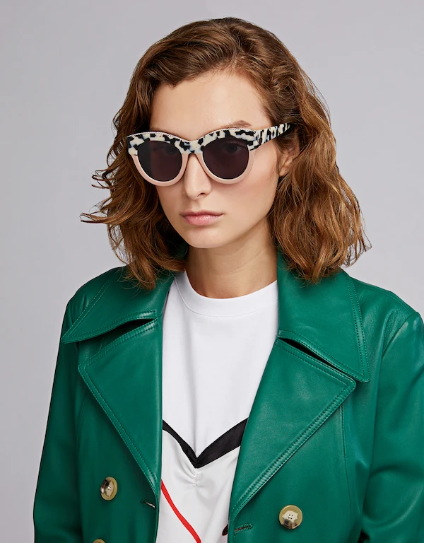 Stella McCartney Printed Color-block Cat-eye Sunglasses