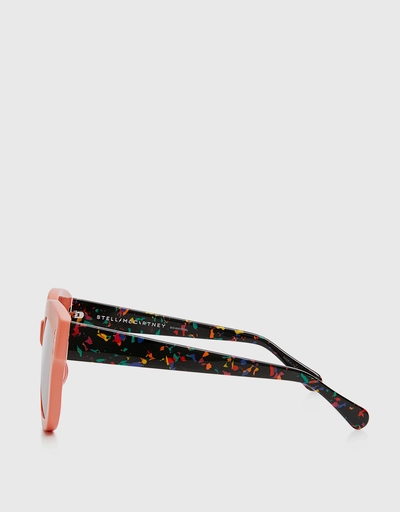 Color-block Splash Printed Square Sunglasses