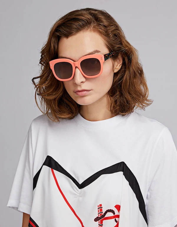 Stella McCartney Color-block Splash Printed Square Sunglasses