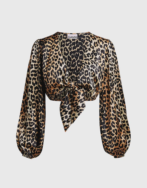 Blakely Leopard Silk-blend Cropped Top