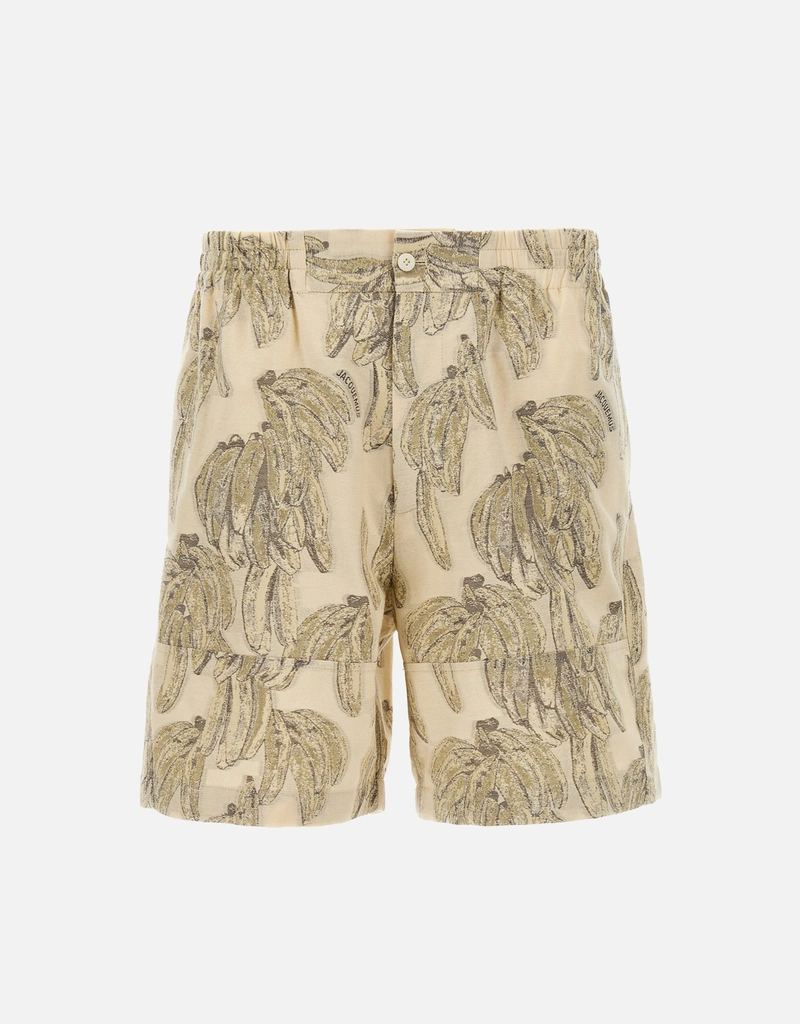 Jacquemus Men's Le Short Aloe Cotton Blend Jacquard Bermuda Shorts